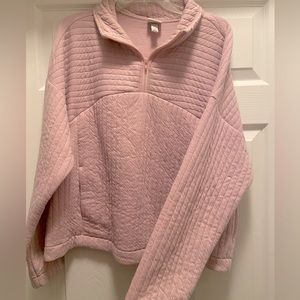 A New Day Light Mauve Short Quarter Zip Quilted Sweatshirt Size L ✨WORN ONCE✨